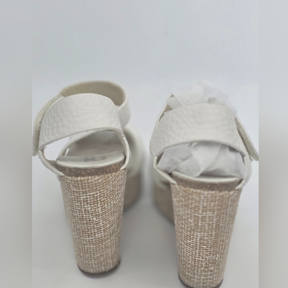 Pedro Garcia White Leather, Suede, Cork Wedge Summer Beach Wedding Sandals - Picture 5 of 11